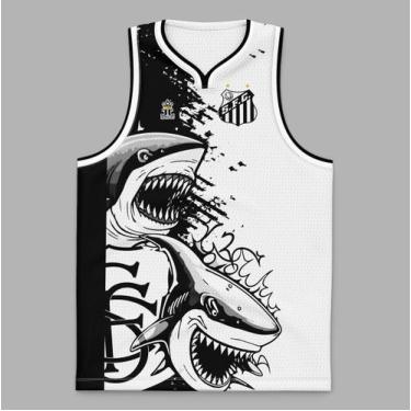 Imagem de Camiseta Regata Santos Peixe Tubarão - Produto Oficial, G2, Conforme i