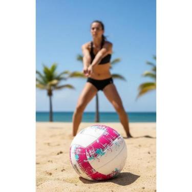 Imagem de Bola Vôlei Diversão Branco/Rosa - Durabilidade e Jogo Perfei - Congrat