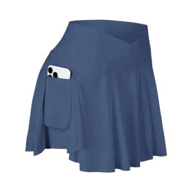 Imagem de Saia De Tênis Feminina De Cintura Alta Com Bolsos, 2 Em 1, Para Ativid