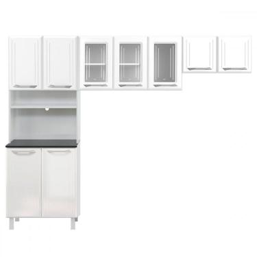 Imagem de Cozinha Compacta em Aço Topázio 9 Portas com Vidro Branco - Telasul