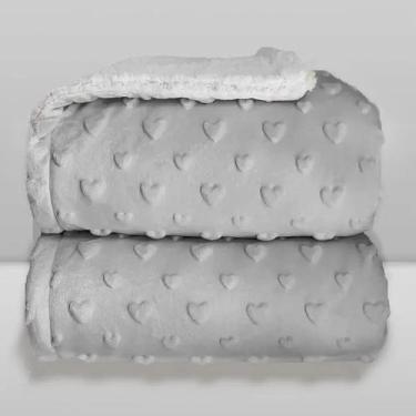 Imagem de Cobertor  Bebe Plush com Sherpa Hearts - LAÇO BEBE, Cinza