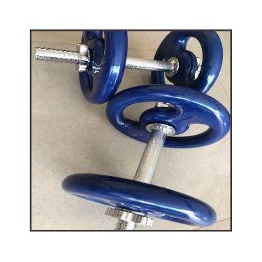 Imagem de Kit halter 20kg anilhas pintadas com barras maciças cromadas - FORCE