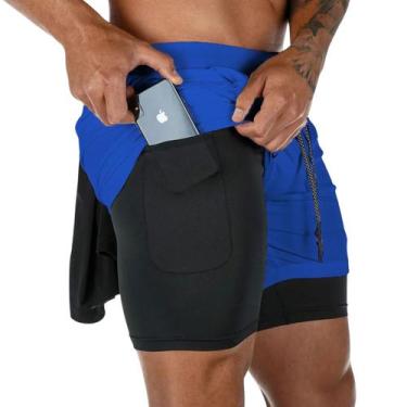 Imagem de Short Dupla Camada Fitness Dry Fit Térmico Com Bolsos Musculação exerc