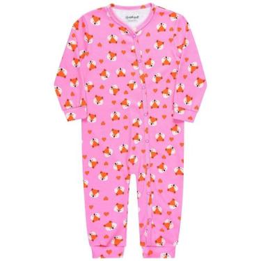 Imagem de Macacão Estampado Sem Pé Branco Rosa Kamylus Baby, Rosa, RN