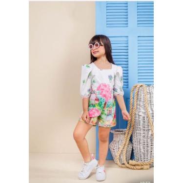 Imagem de Macaquinho infantil feminino verão - NICOLITA KIDS, Branco, 4