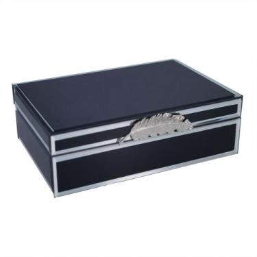 Imagem de Porta Joias em Vidro Preto com Detalhes Prata 24cm AI0041 BTC