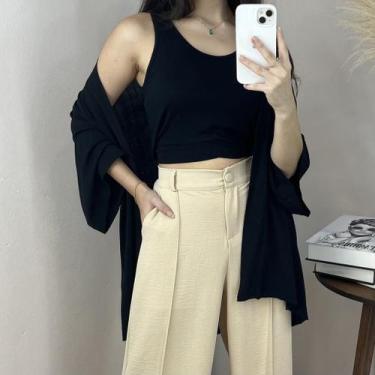 Imagem de Kimono Plus Size - Cereja Rosa Ref.85439, M, Preto