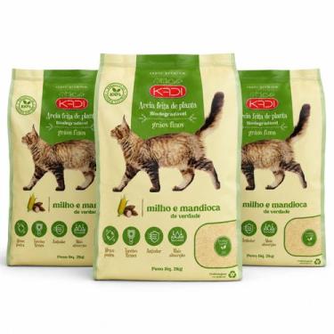 Imagem de Kit Areia Biodegradável Kadi Grãos Finos 2Kg a 10kg Gatos -, 6kg