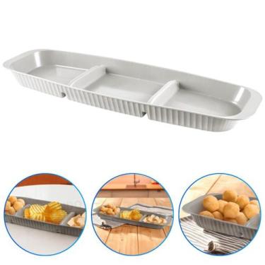 Imagem de Bandeja Retangular Petisqueira Plástico 3 Divisórias Frios Queijo Chur