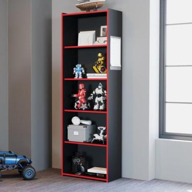 Imagem de Estante Gamer 5 Nichos Preto/Vermelho - Movelbento