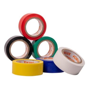 Imagem de Fita Isolante Elétrica PVC Antichamas Alta Elasticidade Forte Aderência 6 Cores Foxlux 1.9CM 0.15MM 6UN 5M
