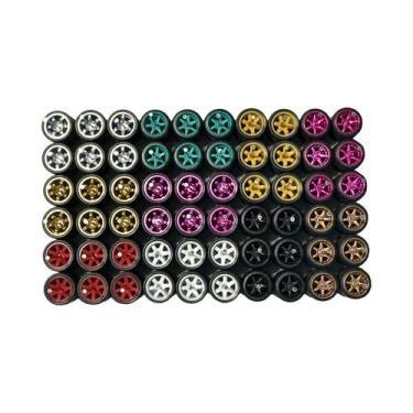Imagem de Pneus De Borracha De 11mm Com Aros Para Modelos De Carros Em Escala 1/