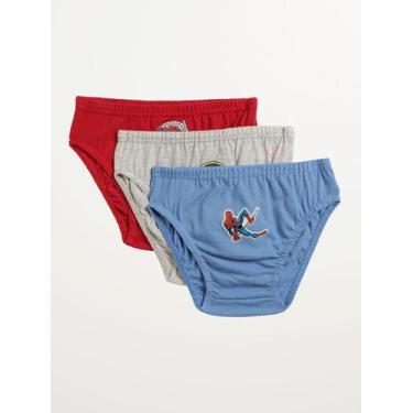 Imagem de Kit 03 Cuecas Homem Aranha Infantil Para Menino - AZUL/VERMELHO/MESCLA