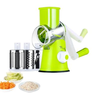 Imagem de Cortador Ralador de Legumes Fatiador Verduras Frios Queijos Processador Multifuncional 3 Lâminas Aço Inoxidável Cozinha