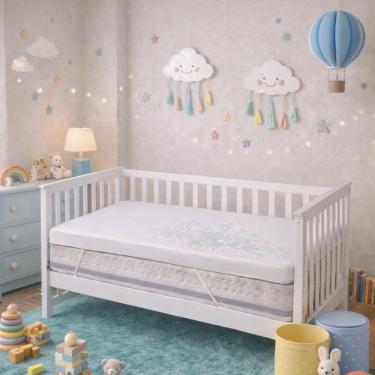Imagem de Capa Impermeável para Pillow Top Berço 70x130cm 10cm Poliéster Branco Home&Cia