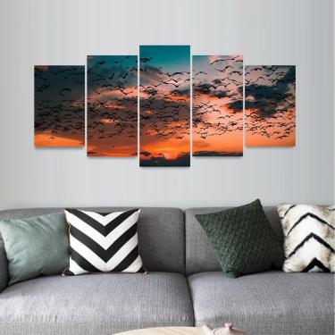 Imagem de Quadro Céu Pássaros Paisagem Para Sala Quarto 130x63