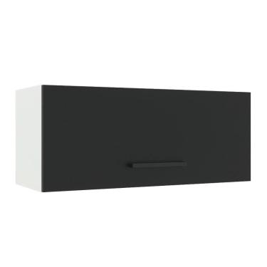 Imagem de Armário Aéreo Madesa Agata 80 cm 1 Porta Basculante - Branco/Preto