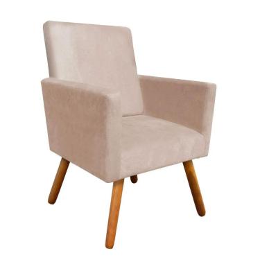 Imagem de Poltrona Decorativa Nina Pés Madeira Suede Bege