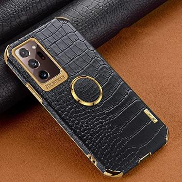 Imagem de Capa de telefone com textura de crocodilo para Samsung Galaxy Note 20 Ultra S21 S20 S10 Plus A72 A52 A51 A71 A50 A70 Capa de suporte magnético, Suporte magnético preto, Para GalaxyA70 (A70S)