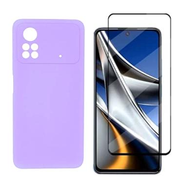 Imagem de Kit Case e Pelicula 3D 9D Compatível com Poco X4 PRO 5G + Kit De Instalação (Roxa)