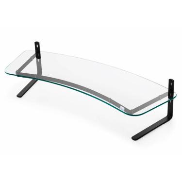 Imagem de Suporte para Monitor Reliza Executive - Base de Vidro Incolor - com Regulagem de Altura - Preto