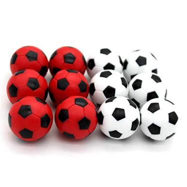 Imagem de Bolas de Futebol de Mesa BQSPT, Bolas de Futebol Fosco Substituição 12 Pacotes, Branco e Preto 36 mm Bolas de Futebol Vermelho, Tamanho Regular Conjunto de 12
