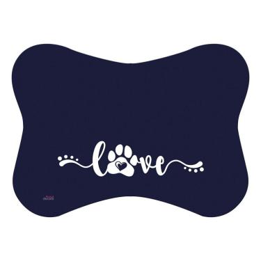 Imagem de Tapete Pet Osso Azul Cachorro E Gato Comedouro