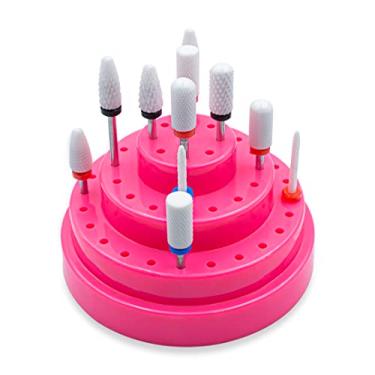 Imagem de Suporte para 48 Brocas de Cerâmica Unhas Gel Organizador, Manicure Pedicure, Rosa