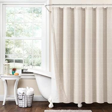 Imagem de Lush Decor Conjunto de cortina de chuveiro Farmhouse transparente texturizada com forro de Peva 2 peças, 182,88 cm x 182,88 cm, bege
