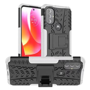 Imagem de BoerHang Capa para Moto G6 Play, resistente, à prova de choque, TPU + PC proteção de camada dupla, capa para celular Moto G6 Play com suporte invisível. (branca)