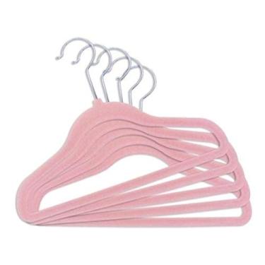 Imagem de Kit 20 Cabides de Veludo Infantil Ultrafinos Antideslizante Slim Rosa