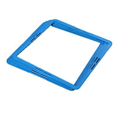 Imagem de Anéis de treinamento de agilidade quadrados 6 pçs/conjunto multifuncional círculo fitness basquete futebol ajuda de treinamento para melhorar a velocidade coordenação dos pés, azul, 43 cm