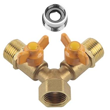 Imagem de Divisor de água para máquina de lavar de latão, válvula divisora ​​de água Y Wye para pia de lavanderia, fêmea G1/2" a G3/4", G1/2" macho
