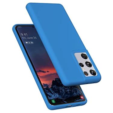 Imagem de E Segoi Capa projetada para Galaxy S21 Ultra, capa à prova de choque de borracha gel de silicone líquido, almofada de forro de pano de microfibra macia compatível com Galaxy S21 Ultra 5G de 6,8
