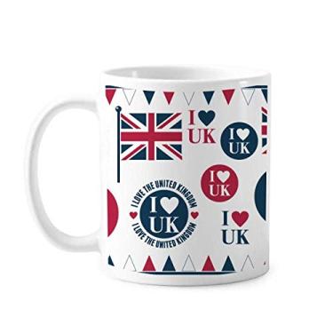 Imagem de Union Jack I Love UK Caneca country em forma de coração cerâmica xícara de café porcelana louça