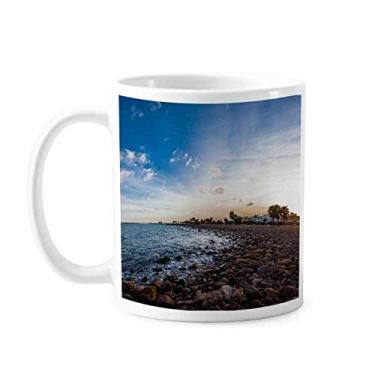 Imagem de Caneca com imagem de pedra do oceano praia mar cerâmica xícara de porcelana de café louça
