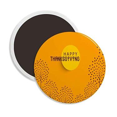 Imagem de Dia de Ação de Graças Turquia Padrão Aquarela Redondo Cerâmica Imã Decoração Lembrança