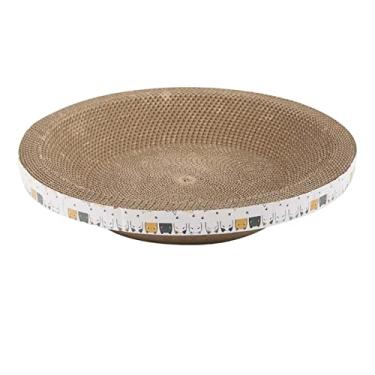 Imagem de Papelão arranhador de gato, de almofada oval para arranhar gato para gatos garra de moagem, placa arranhadora de gato papelão ondulado , 45cm x 45cm x 9cm