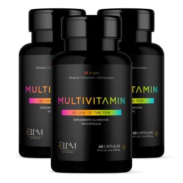 Imagem de Super Kit 3 Potes Multivitamin 60 Cápsulas Ellym Nutrition Polivitaminico Complexo Vitaminico Energia Completo