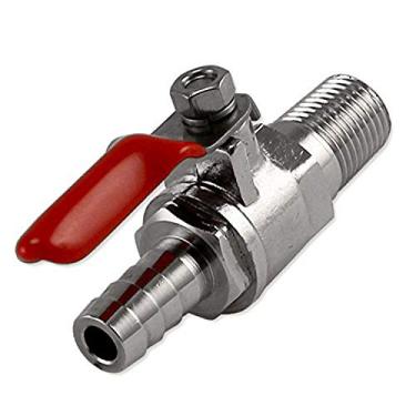 Imagem de Bev Rite Válvula de desligamento de ar/CO2 1/4 NPT x 5/16" Barb Air/5/16" Barb, 5/16" Barb, prata