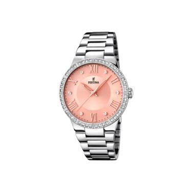 Imagem de Festina Relógio feminino Mademoiselle analógico quartzo pulseira de aço inoxidável F16719/3, rosa/prata, pulseira, Rosa/prata, Pulseira