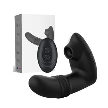 Imagem de Vibrador Feminino Vai e Vem Estimulador do Clitóris de Sucção & Ponto G Com Controle Remoto 10 Velocidades Sexuais (Preto)