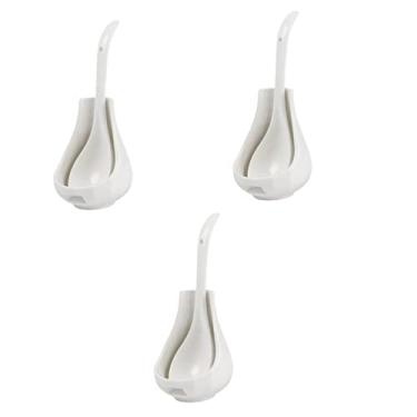 Imagem de Cabilock 3 Partidas Jogo De Porta Colher Kit De Suporte Para Colher e Concha Descanso De Colher Concha De Sopa De Chef Colher Vertical Multiuso Colher De Ceramica Cerâmica Branco