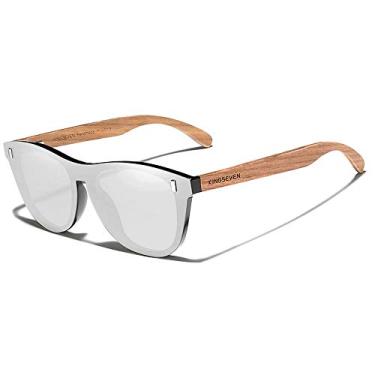 Imagem de Óculos de Sol Masculino Kingseven de Madeira Polarizados UV400 Anti-Reflexo W5510 (Cinza)
