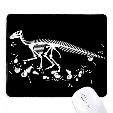 Imagem de Mousepad preto Dinosaur Bone Bones borda costurada tapete de borracha para jogos