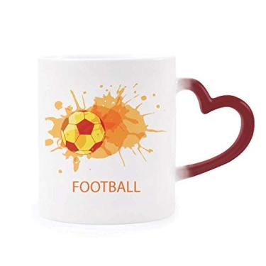 Imagem de Caneca de futebol laranja esportiva sensível ao calor vermelha muda de cor