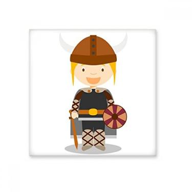 Imagem de Suécia Viking desenho Art Deco presente azulejo de cerâmica brilhante decalque vitrificado pedra adornada