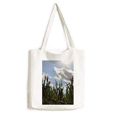 Imagem de Blue Sky Clouds White Art Deco Gift Fashion Tote Bolsa de compras casual bolsa de mão