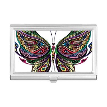 Imagem de Linda borboleta colorida decorativa, porta-cartões de visita, porta-cartões