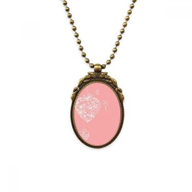 Imagem de DIYthinker Colar de coração rosa com pingente de contas vintage para Dia dos Namorados